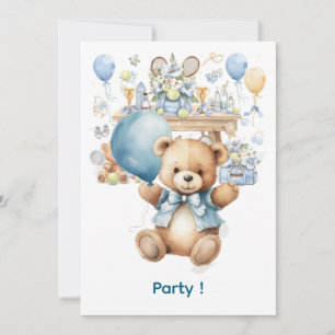 Invitación Tennis Baby Shower para Baby Boy con temática azul