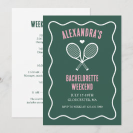 Invitación Tennis Bachelorette party preppy green