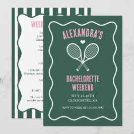 Invitación Tennis Bachelorette party preppy green