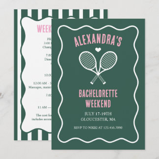Invitación Tennis Bachelorette party preppy green