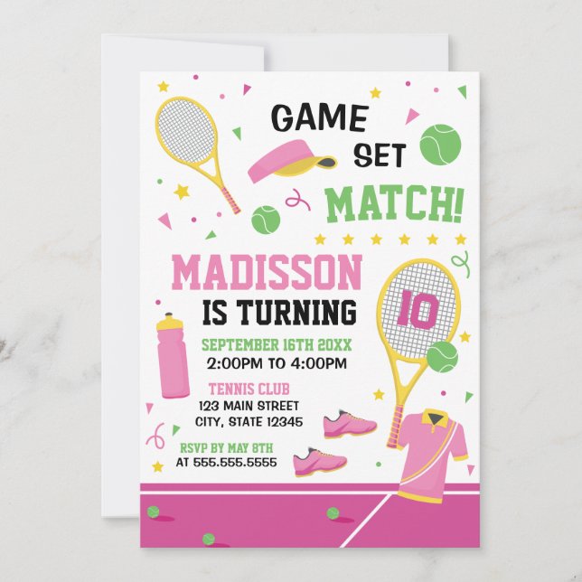 Invitación TENNIS Birthday girl Invitation (Anverso)