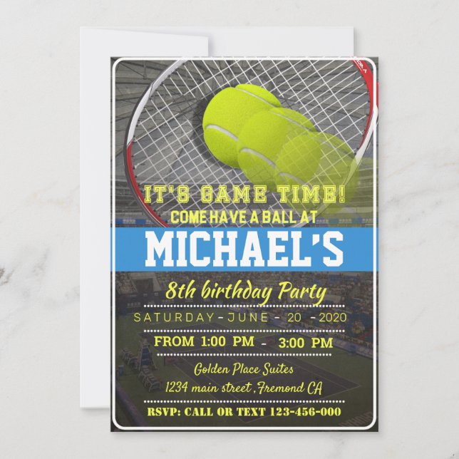 Invitación Tennis Birthday Invitation (Anverso)
