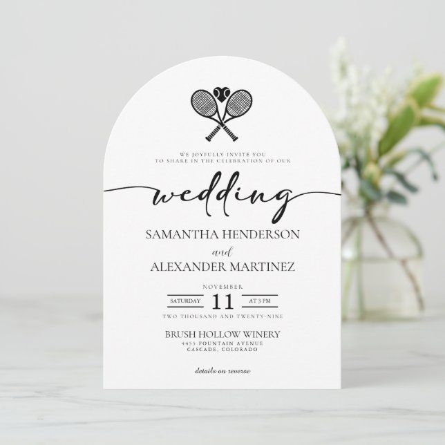 Invitación Tennis Love with Details Boda (Anverso de pie)