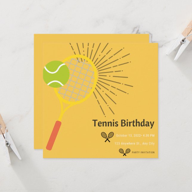 Invitación Tennis Party Invitation For Birthdays Or BBQ (Anverso/Reverso In Situ)