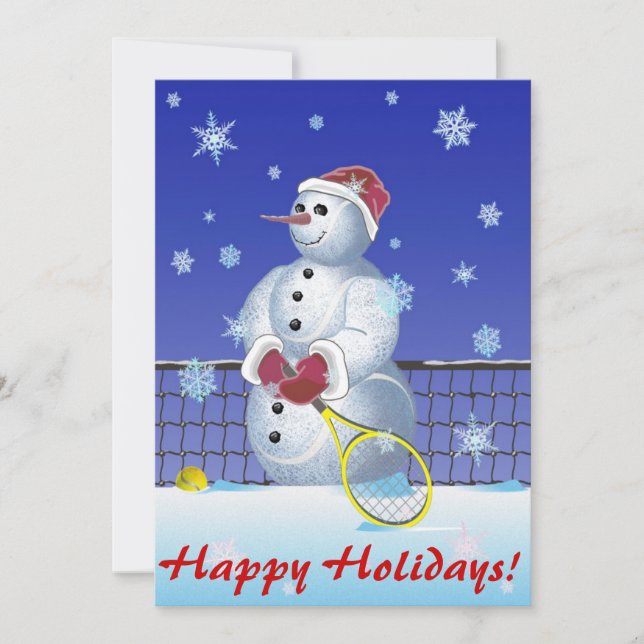 Invitación Tennis Snowman Holidays fiesta (Anverso)