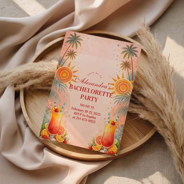 Invitación Tequila Sunrise Sunset Cocktail Bachelorette Party (Subido por el creador)