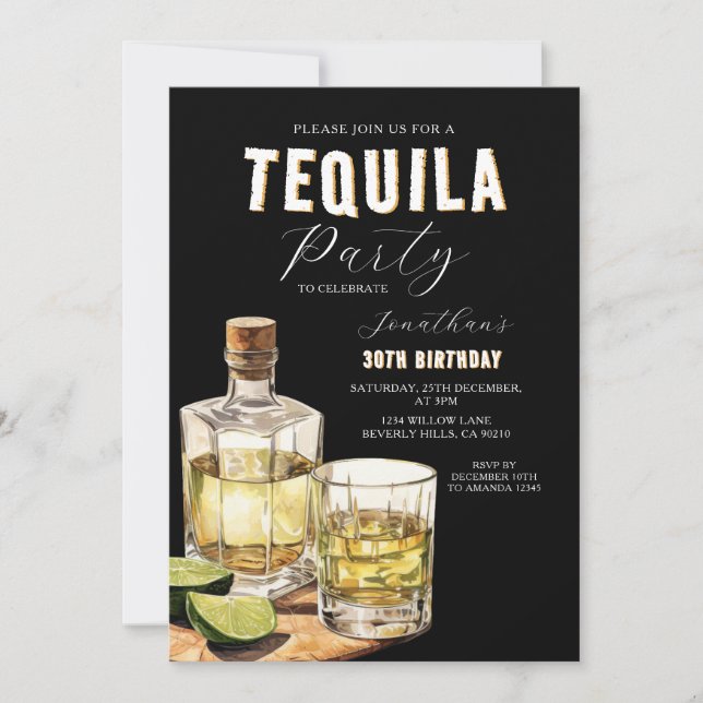 Invitación Tequila Tasting Adult Birthday Surprise Party (Anverso)