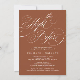 Invitación Teracotta caligráfica moderna la noche anterior