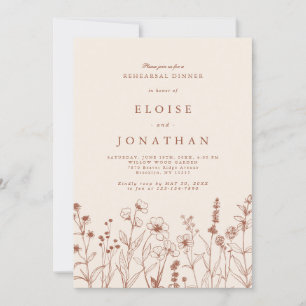 Invitación Teracotta Fall Boho Wildflower Ensayo Cena