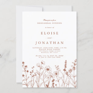 Invitación Teracotta Fall Boho Wildflower Ensayo Cena