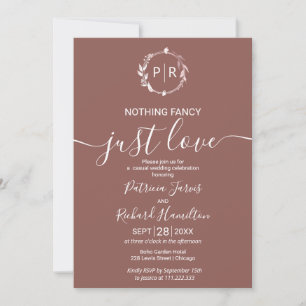 Invitación Teracotta Monograma caligrafía Boda fotográfico