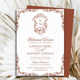 Invitación Teracotta Monograma Ensayo Escudo de cosecha