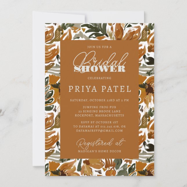 Invitación Teracotta tropical Neutral Boho Ducha de novias (Anverso)