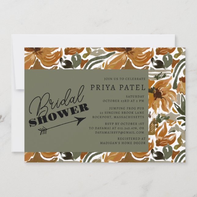 Invitación Teracotta tropical Neutral Boho Ducha de novias (Anverso)