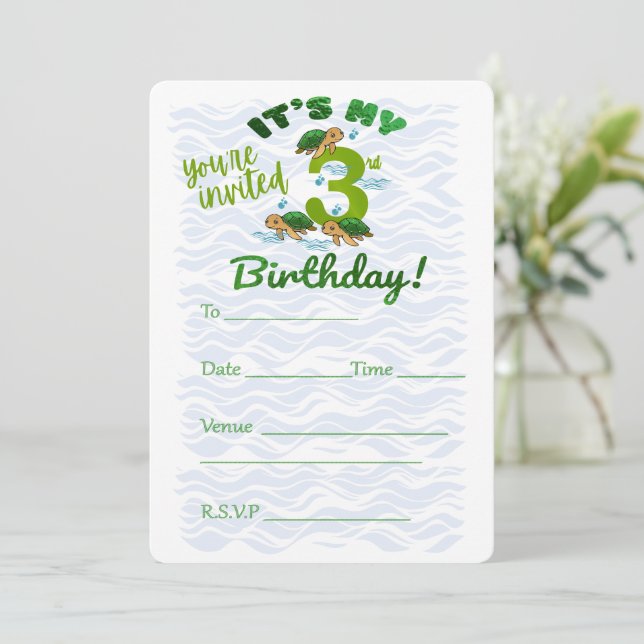 Invitación Tercer Cumpleaños (Anverso de pie)