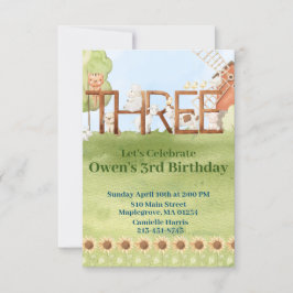 Invitación Tercer cumpleaños de corral de animales de granja