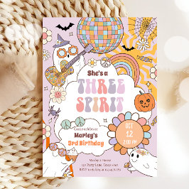 Invitación Tercer cumpleaños de Fiesta de Halloween Retro de 