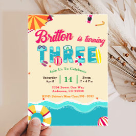 Invitación Tercer cumpleaños de la playa de verano tropical