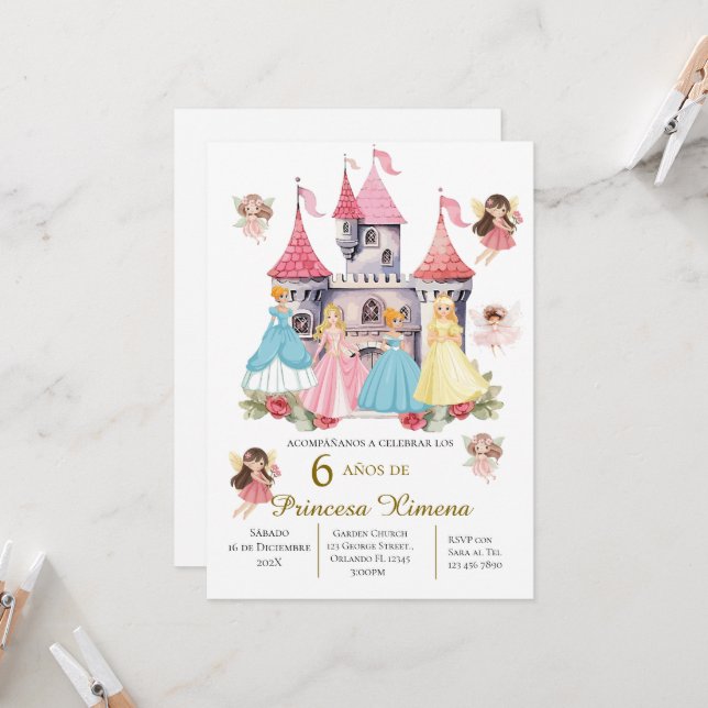 Invitación tercer cumpleaños de la princesa en su  (Anverso/Reverso In Situ)