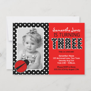 Invitación Tercer cumpleaños de Ladybug