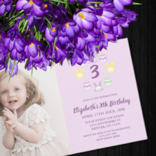 Invitación Tercer cumpleaños de Lavender Easter
