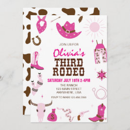Invitación Tercer cumpleaños de Rodeo Hot Pink Western