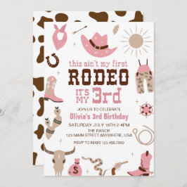 Invitación Tercer cumpleaños de Rodeo Western Cowgirl