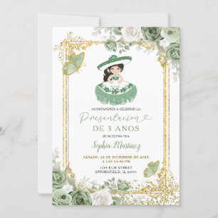 Invitación Tercer cumpleaños del Chica español verde sabio de