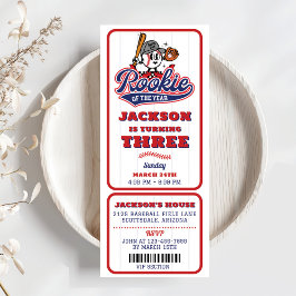 Invitación Tercer cumpleaños del partido de béisbol Rookie Of