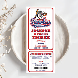 Invitación Tercer cumpleaños del partido de béisbol Rookie Of