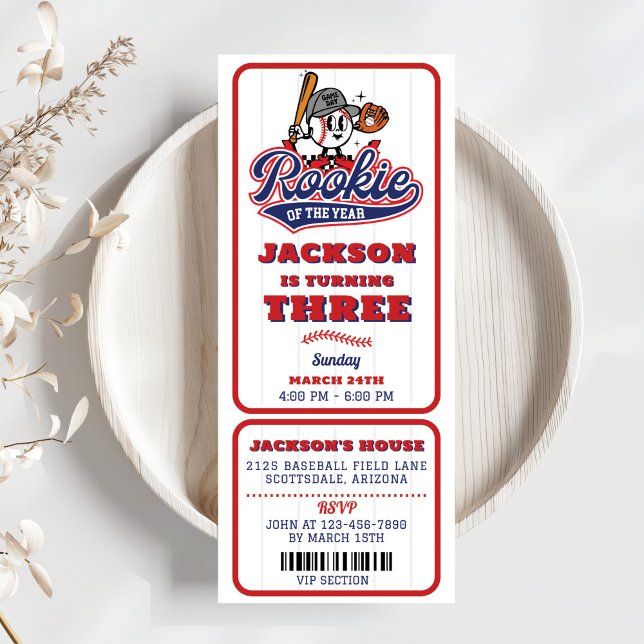 Invitación Tercer cumpleaños del partido de béisbol Rookie Of (Subido por el creador)