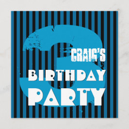 Invitación Tercer cumpleaños Fiesta Grunge y Stripes Z03P