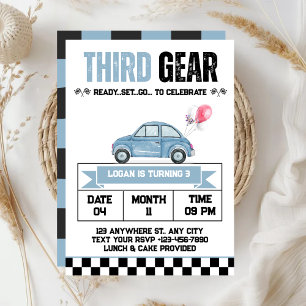 Invitación Tercer Fiesta de cumpleaños de Third Gear Race Car