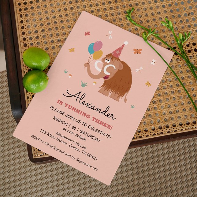 Invitación Tercer Personalizado Gorra de cumpleaños  de mamut (Subido por el creador)