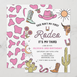 Invitación Tercer Rodeo Cumpleaños Western Rosa 3