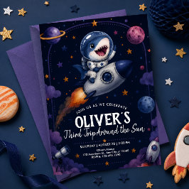 Invitación Tercer Viaje Alrededor del Sol Cumpleaños Tiburón