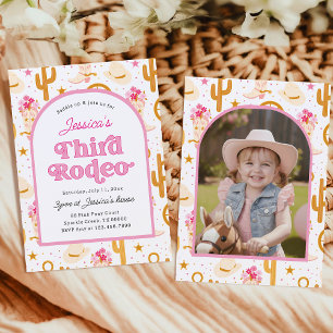 Invitación Tercera foto de vaquera occidental de rodeo para c