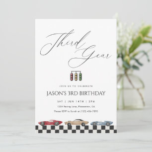 Invitación Tercera marcha Cumpleaños número 3 Fiesta de coche