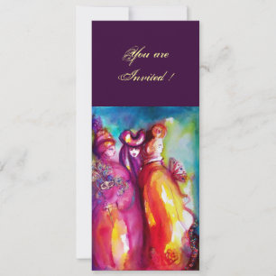 Invitación Tercera máscara baile de disfraces, oro rojo amari