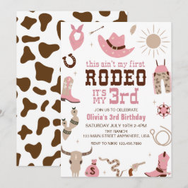 Invitación Tercera Rodeo Western Cowgirl Cumpleaños 3