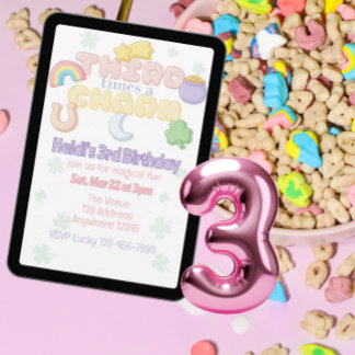 Invitación Tercera vez es la vencida, Lucky Charm cumple 3 añ