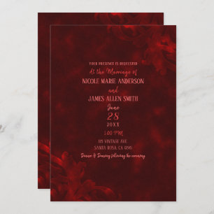 Invitación Terciopelo rojo elegante Boda de glamour de vidrio