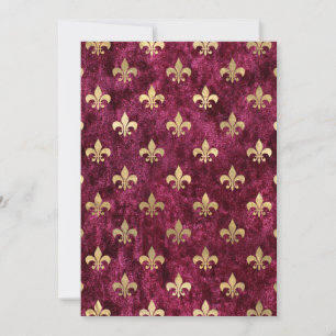 Invitación Terciopelo Rojo Fleur De Lis Patrón Mardi Gras Orl
