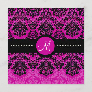 Invitación Terciopelo rosa PixDezines negro Piqué Damask/DIY