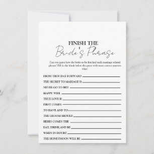 Invitación Termina la frase de la novia, la carta de juego de