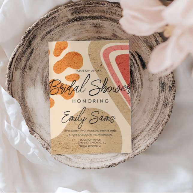 Invitación Termosas formas de tonos de tierra resumen ducha d (Subido por el creador)