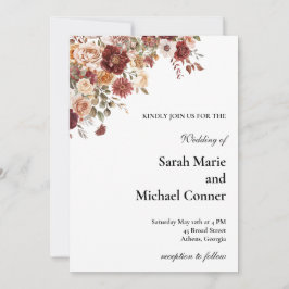Invitación Terra Cotta and Green Floral Wedding Invitation