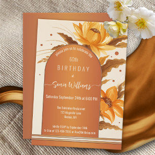 Invitación Terra Cotta Bohemia acuarela Floral Cumpleaños
