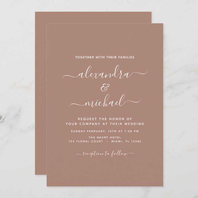 Invitación Terra Cotta Boho Boda Moderno Simple (Anverso / Reverso)