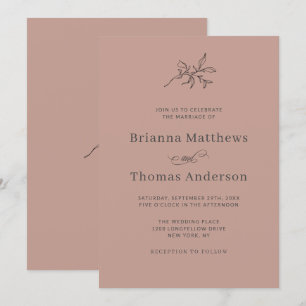Invitación Terra Cotta Simple Elegante Boda de Caída
